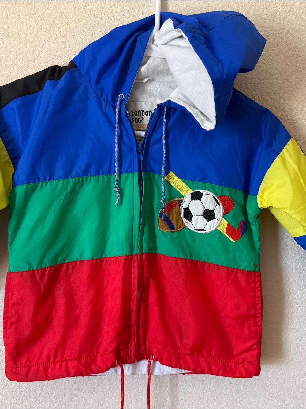 London Fog Toddler Sports Windbreaker Jacket 4T Hooded Full Zip Colorblock Nylon